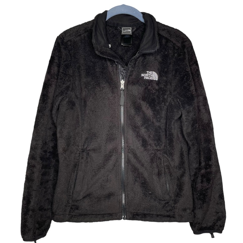 The north face fuzzy jacket black zip up high pile fleece women’s size small